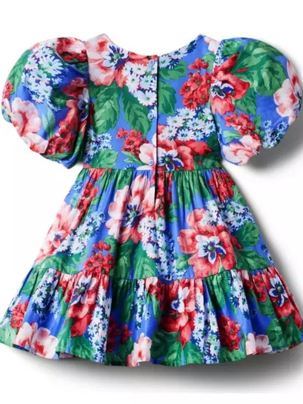 Janie & Jack Blue Floral Puff-Sleeve Dress 8